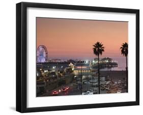 California, Los Angeles, Santa Monica, Santa Monica Pier, Dusk, USA-Walter Bibikow-Framed Photographic Print