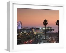 California, Los Angeles, Santa Monica, Santa Monica Pier, Dusk, USA-Walter Bibikow-Framed Photographic Print
