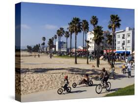 California, Los Angeles, Venice Beach, People Cycling on the Cycle Path, USA-Christian Kober-Stretched Canvas