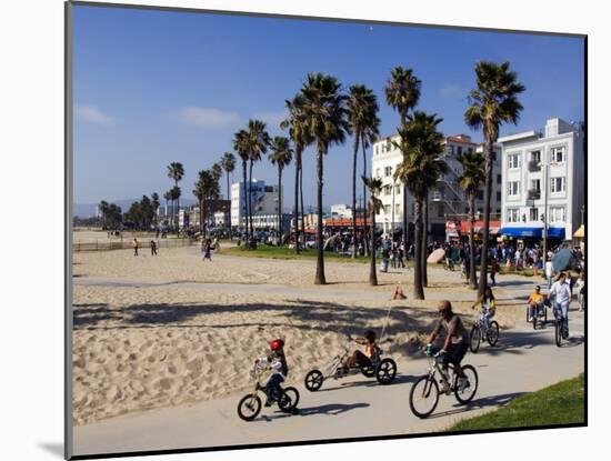 California, Los Angeles, Venice Beach, People Cycling on the Cycle Path, USA-Christian Kober-Mounted Photographic Print