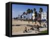 California, Los Angeles, Venice Beach, People Cycling on the Cycle Path, USA-Christian Kober-Framed Stretched Canvas