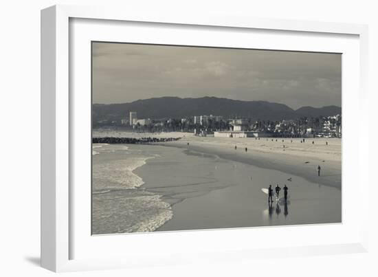 California, Los Angeles, Venice, Elevated Beach View from Venice Pier-Walter Bibikow-Framed Photographic Print