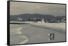 California, Los Angeles, Venice, Elevated Beach View from Venice Pier-Walter Bibikow-Framed Stretched Canvas