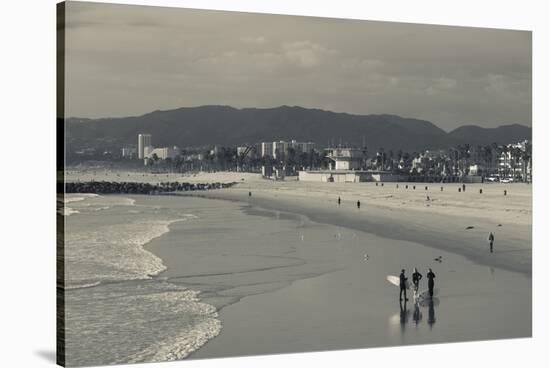 California, Los Angeles, Venice, Elevated Beach View from Venice Pier-Walter Bibikow-Stretched Canvas