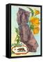 California Map with Bear and Poppies-null-Framed Stretched Canvas