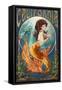 California - Mermaid-Lantern Press-Framed Stretched Canvas