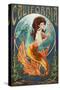 California - Mermaid-Lantern Press-Stretched Canvas