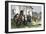 California Mission with Padres, Spanish Soldiers, and Native Americans-null-Framed Premium Giclee Print