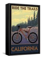 California - Mountain Bike Scene-Lantern Press-Framed Stretched Canvas