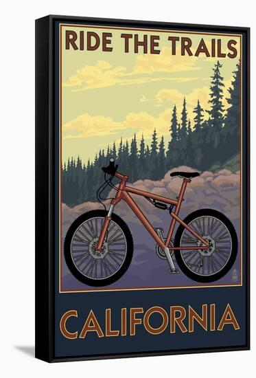 California - Mountain Bike Scene-Lantern Press-Framed Stretched Canvas