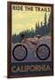 California - Mountain Bike Scene-Lantern Press-Framed Art Print