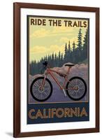 California - Mountain Bike Scene-Lantern Press-Framed Art Print