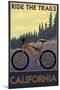 California - Mountain Bike Scene-Lantern Press-Mounted Art Print