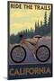 California - Mountain Bike Scene-Lantern Press-Mounted Art Print