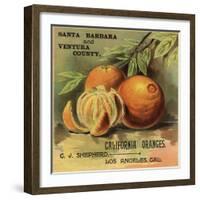 California Oranges Brand - Los Angeles, California - Citrus Crate Label-Lantern Press-Framed Art Print