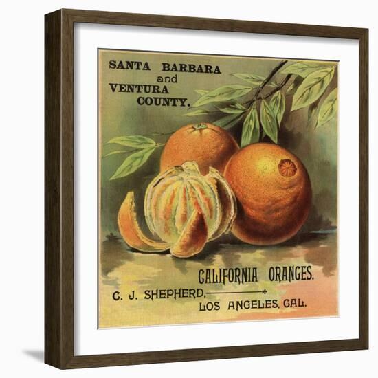 California Oranges Brand - Los Angeles, California - Citrus Crate Label-Lantern Press-Framed Art Print