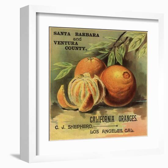 California Oranges Brand - Los Angeles, California - Citrus Crate Label-Lantern Press-Framed Art Print