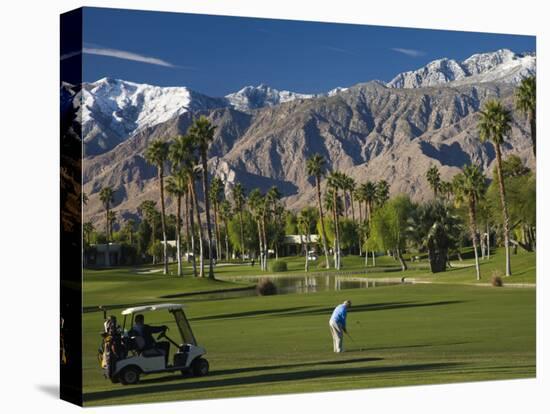California, Palm Springs, Desert Princess Golf Course and Mountains, Winter, USA-Walter Bibikow-Stretched Canvas