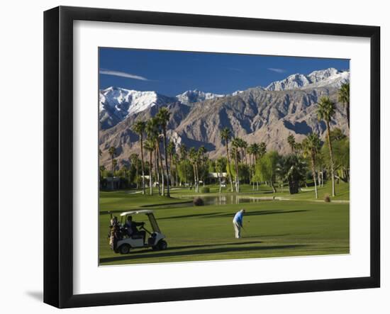 California, Palm Springs, Desert Princess Golf Course and Mountains, Winter, USA-Walter Bibikow-Framed Photographic Print