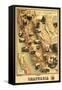 California - Panoramic Map-Lantern Press-Framed Stretched Canvas