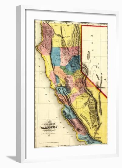 California - Panoramic Map-Lantern Press-Framed Art Print