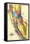 California - Panoramic Map-Lantern Press-Framed Stretched Canvas