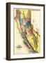 California - Panoramic Map-Lantern Press-Framed Art Print