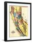 California - Panoramic Map-Lantern Press-Framed Art Print