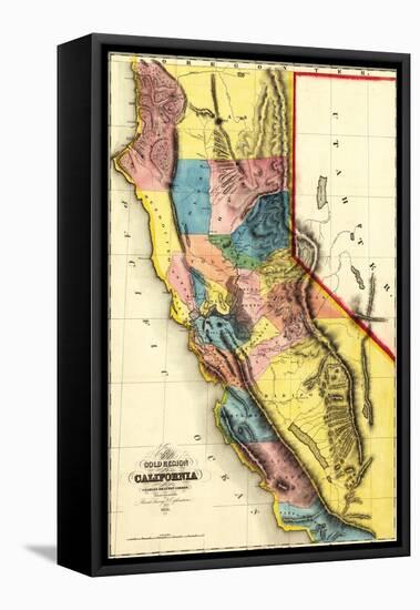 California - Panoramic Map-Lantern Press-Framed Stretched Canvas