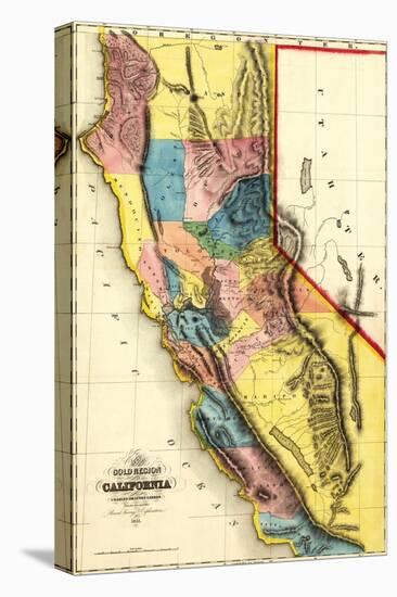 California - Panoramic Map-Lantern Press-Stretched Canvas