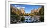 California, Panoramic View of Merced River, El Capitan, and Cathedral Rocks in Yosemite Valley-Ann Collins-Framed Premium Photographic Print