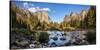 California, Panoramic View of Merced River, El Capitan, and Cathedral Rocks in Yosemite Valley-Ann Collins-Stretched Canvas