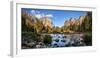 California, Panoramic View of Merced River, El Capitan, and Cathedral Rocks in Yosemite Valley-Ann Collins-Framed Photographic Print