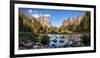 California, Panoramic View of Merced River, El Capitan, and Cathedral Rocks in Yosemite Valley-Ann Collins-Framed Photographic Print