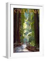 California - Pathway in the Forest-Lantern Press-Framed Art Print