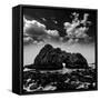 California Pfeiffer Beach in Big Sur State Park Dramatic Black and White Rocks and Waves-holbox-Framed Stretched Canvas