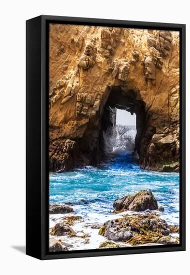 California Pfeiffer Beach in Big Sur State Park Rocks and Waves-holbox-Framed Stretched Canvas