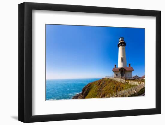 California Pigeon Point Lighthouse in Cabrillo Hwy Coastal Highway State Route 1-holbox-Framed Premium Photographic Print