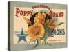 California Poppy Brand - Redlands, California - Citrus Crate Label-Lantern Press-Stretched Canvas