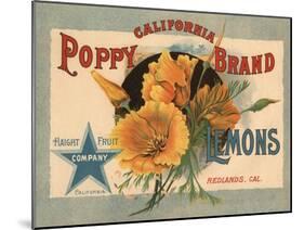 California Poppy Brand - Redlands, California - Citrus Crate Label-Lantern Press-Mounted Art Print
