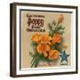 California Poppy Brand - Redlands, California - Citrus Crate Label-Lantern Press-Framed Art Print