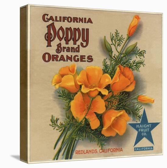 California Poppy Brand - Redlands, California - Citrus Crate Label-Lantern Press-Stretched Canvas