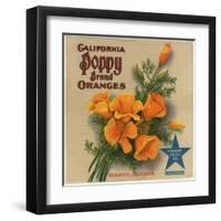 California Poppy Brand - Redlands, California - Citrus Crate Label-Lantern Press-Framed Art Print