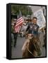 California Republican Gubernatorial Candidate Ronald Reagan, in Cowboy Attire, Riding Horse Outside-Bill Ray-Framed Stretched Canvas