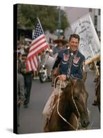 California Republican Gubernatorial Candidate Ronald Reagan, in Cowboy Attire, Riding Horse Outside-Bill Ray-Stretched Canvas