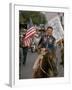 California Republican Gubernatorial Candidate Ronald Reagan, in Cowboy Attire, Riding Horse Outside-Bill Ray-Framed Photographic Print