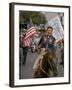 California Republican Gubernatorial Candidate Ronald Reagan, in Cowboy Attire, Riding Horse Outside-Bill Ray-Framed Photographic Print