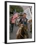 California Republican Gubernatorial Candidate Ronald Reagan, in Cowboy Attire, Riding Horse Outside-Bill Ray-Framed Photographic Print