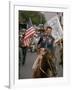 California Republican Gubernatorial Candidate Ronald Reagan, in Cowboy Attire, Riding Horse Outside-Bill Ray-Framed Photographic Print