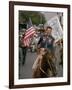 California Republican Gubernatorial Candidate Ronald Reagan, in Cowboy Attire, Riding Horse Outside-Bill Ray-Framed Photographic Print